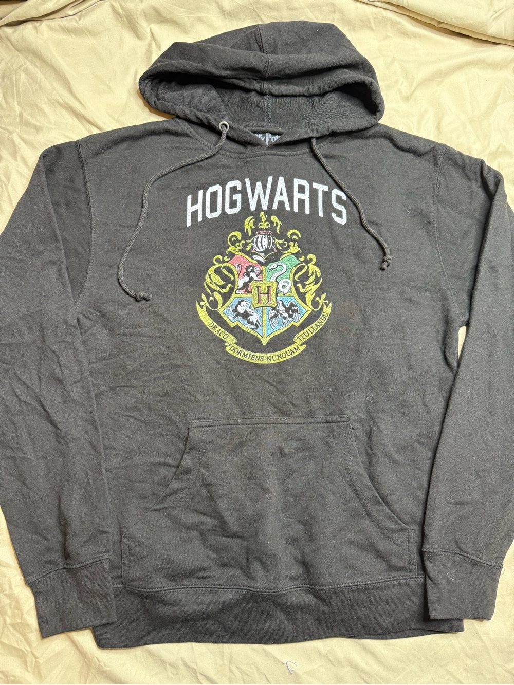 Hogwarts Crest Black Pullover Hoodie Men's Large